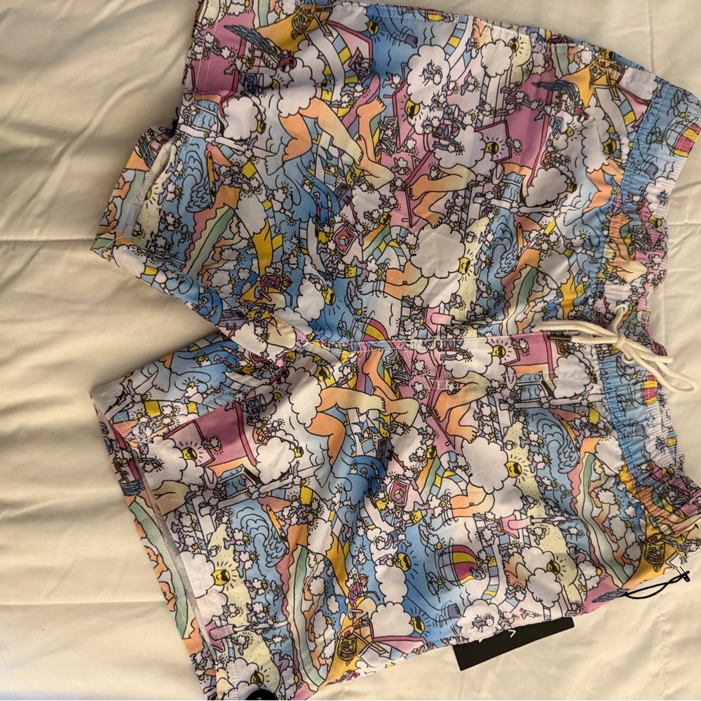 RVCA Colorful Graphic Print Swim Trunks
